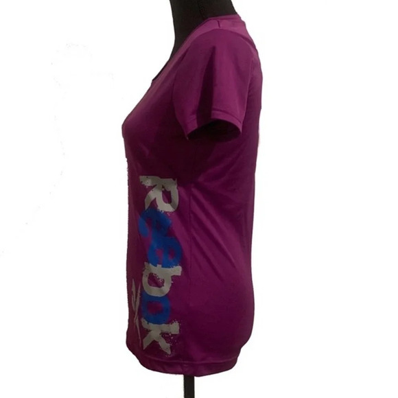 REEBOK | Purple Vneck Fitted Performance Tee Medium - Picture 3 of 6